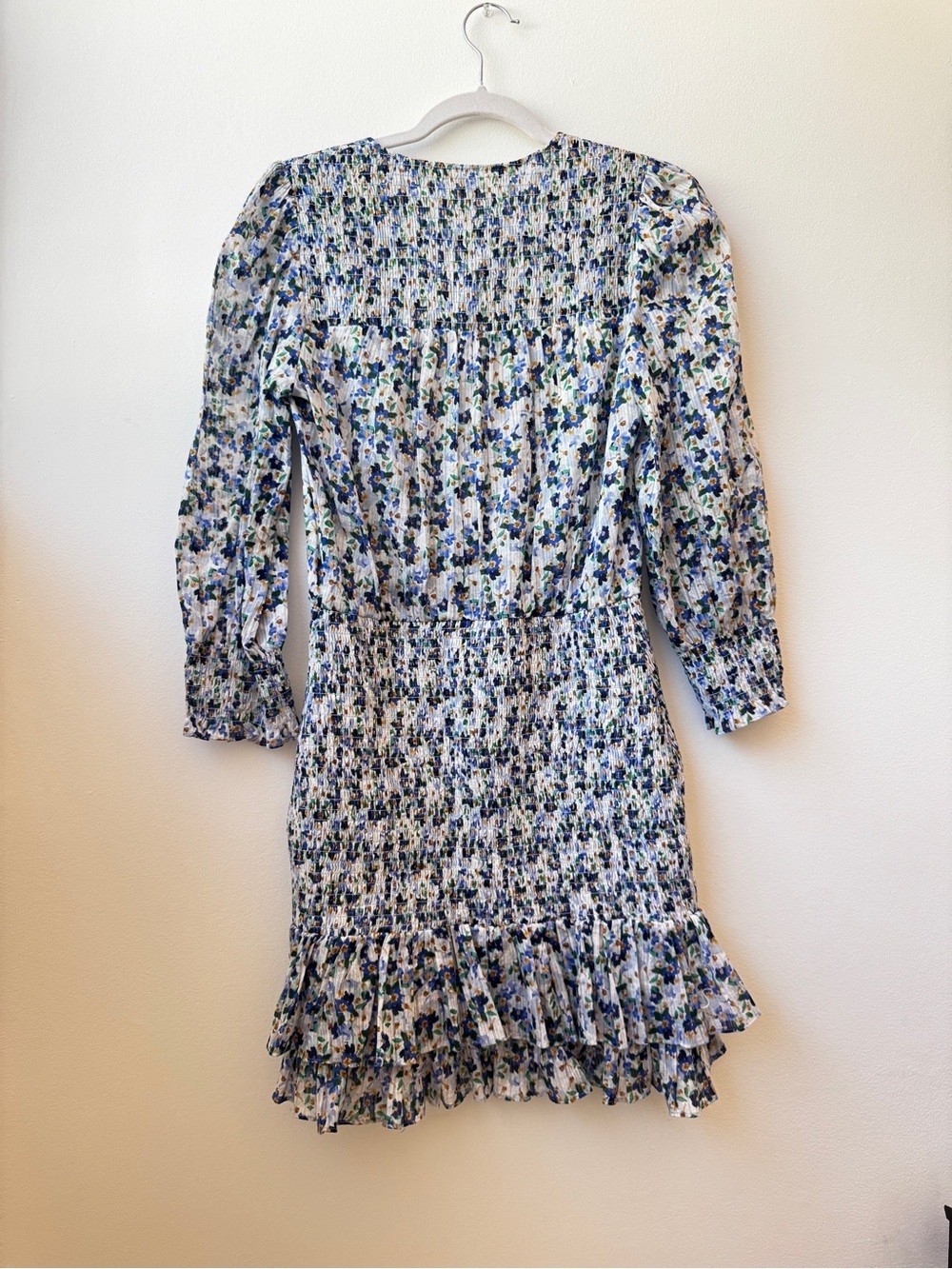 Veronica Beard Women's Cobalt multi Darrah Smocked Floral Mini Dress - Picture 8 of 11